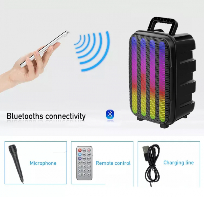 Boxă Portabilă Wireless Bluetooth cu Sunet Surround și Lumini LED - Difuzor de 8 Inch pentru Experiențe Audio Premium în Aer Liber, Engross [3]