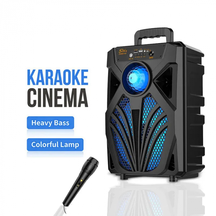 Boxă Portabilă Wireless cu Subwoofer de 8 inch, Lumini LED Colorate și Microfon – Sunet Super Bass pentru Evenimente în Aer Liber, Engross [1]