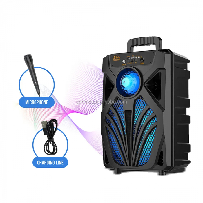 Boxă Portabilă Wireless cu Subwoofer de 8 inch, Lumini LED Colorate și Microfon – Sunet Super Bass pentru Evenimente în Aer Liber, Engross [2]