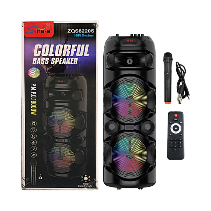 Boxă Portabilă ZQS8220s – Difuzor 8 Inch, 40W RMS / 100W PMPO, Bluetooth, Ecran Digital engross [1]