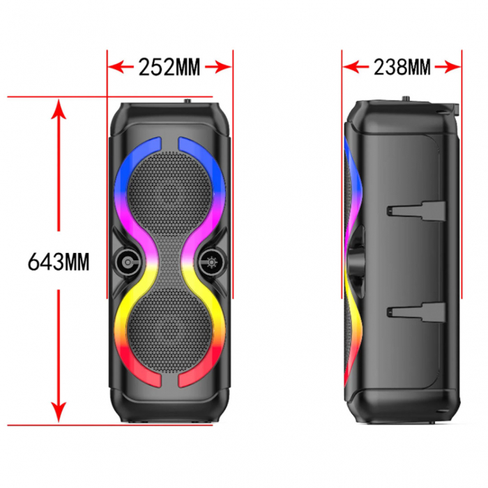 Boxă Portabilă ZQS8230 cu Bluetooth, Subwoofer de 8 Inch, 150W PMPO, Lumini LED RGB, Microfon și MP3 Player – Sunet Puternic și Atmosferă Spectaculoasă pentru Petreceri și Evenimente, Engross [3]