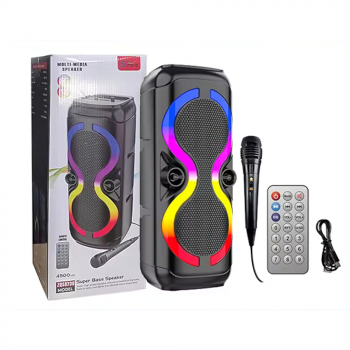 Boxă Portabilă ZQS8230 cu Bluetooth, Subwoofer de 8 Inch, 150W PMPO, Lumini LED RGB, Microfon și MP3 Player – Sunet Puternic și Atmosferă Spectaculoasă pentru Petreceri și Evenimente, Engross [1]