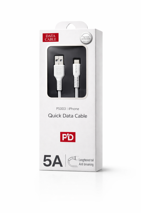Cablu Date și Încărcare Rapidă USB–Iphone, 5A, Fast Charging, Alb [2]