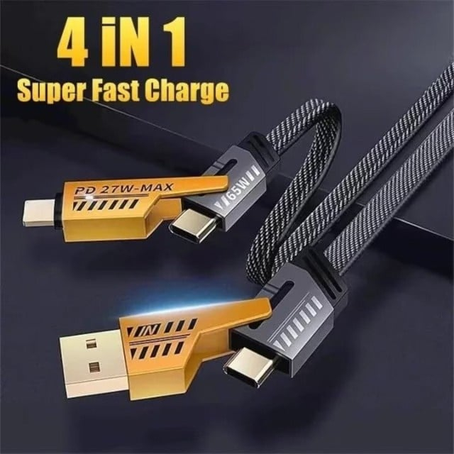 Cablu 4 în 1 USB-C / Lightning / MicroUSB, Fast Charge până la 65W, Transfer Date 480 Mbps – Vânzare engros [8]