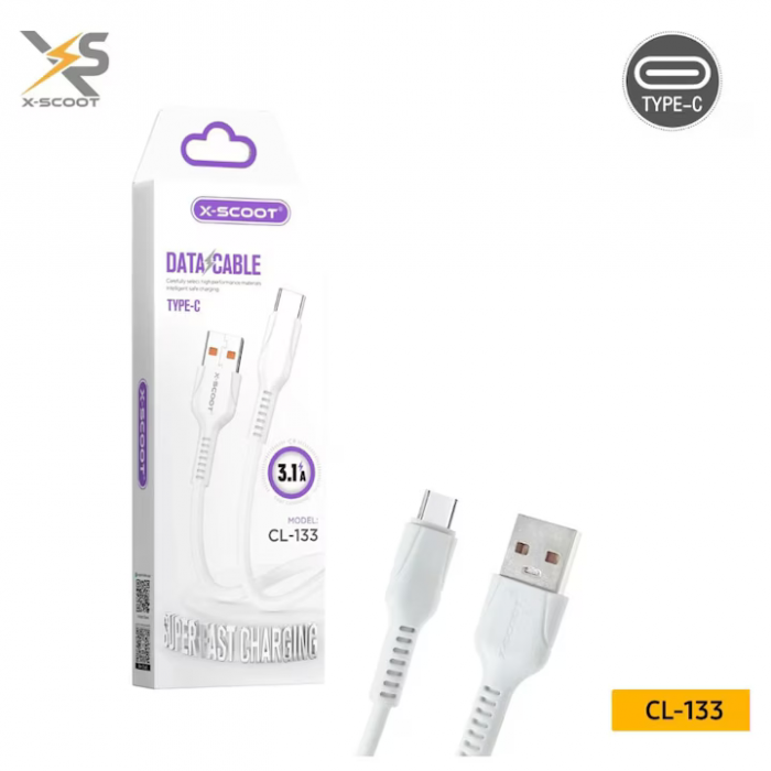 Cablu Încărcare Rapidă X-SCOOT CL-133 Type C – 3.1A, 1m, Transmisie & Încărcare, Engross [1]