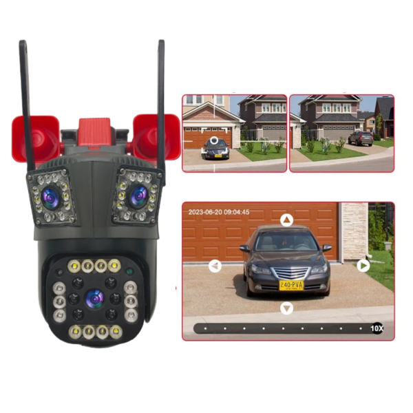 Cameră de Supraveghere Triplă WiFi/4G, 12MP Ultra HD, PTZ 355°, Zoom 5X, Night Vision Color, Audio 2-Way engross [8]