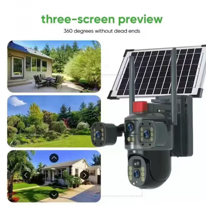 Cameră Solară 4k, Conexiune 4G, 12MP Ultra HD,4 lentile, Zoom 10X, Vedere Nocturnă Color, Panou 7.5W engross [2]