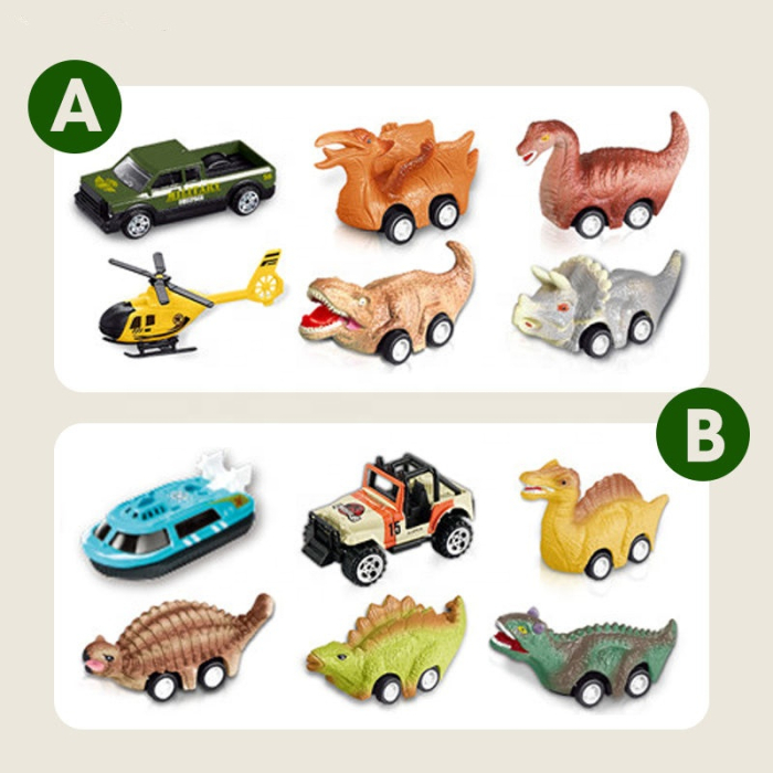 Camion Dinozaur Interactiv cu Lumini, Sunete și 6 Vehicule Pull-Back engross [3]