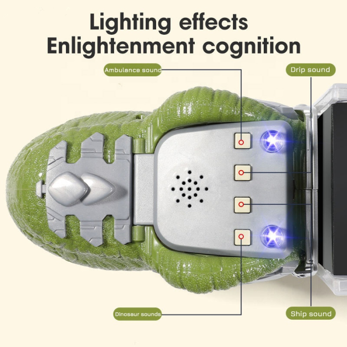 Camion Dinozaur Interactiv cu Lumini, Sunete și 6 Vehicule Pull-Back engross [9]