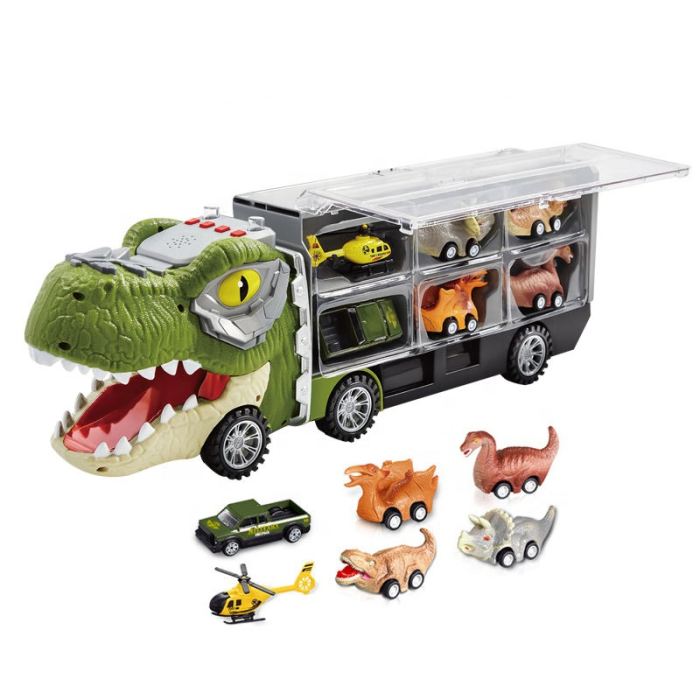 Camion Dinozaur Interactiv cu Lumini, Sunete și 6 Vehicule Pull-Back engross [2]