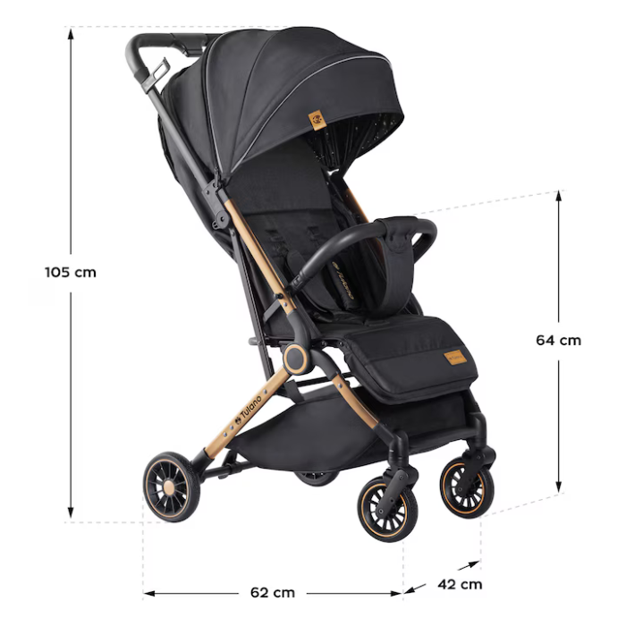 Cărucior Sport Pliabil Ultra-Ușor, 5.5 kg, Centură 5 Puncte, Spătar Reglabil, Copertină XXL, Negru/Gri engross [2]