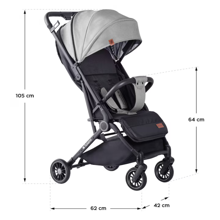 Cărucior copii Sport Pliabil Ultra-Ușor, 5.5 kg, Centură 5 Puncte, Spătar Reglabil, Copertină XXL, Negru/Gri engross [2]