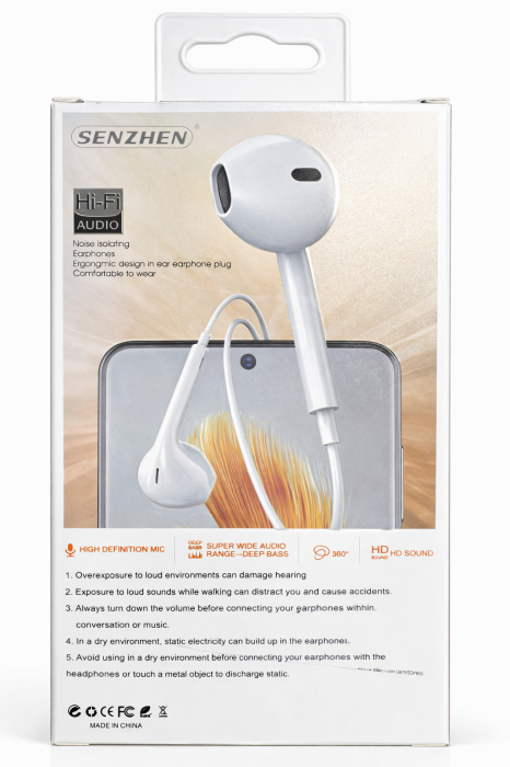 Căști cu Fir Type C, Microfon și Control Volum Integrat, Design Ergonomic, Sunet de Înaltă Calitate, Material TPU, Rază de Acțiune 1m, Culoare Albă [2]