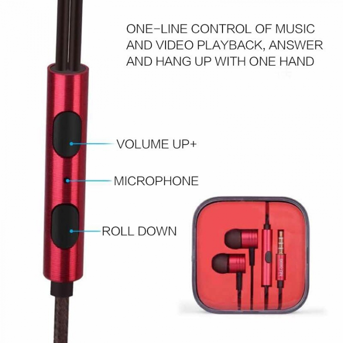 Căști In-Ear 3.5mm Metal - Headphone Universal Noise Cancelling, Engross [3]