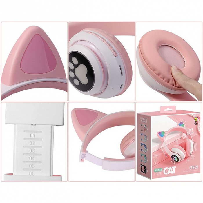 Căști Wireless STN-28 cu Urechi LED pentru Copii și Adolescenți – Bluetooth 5.0, FM, MP3, MicroSD engross [16]