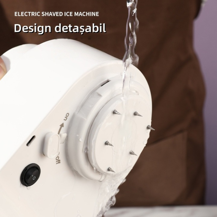 Concasor Electric de Gheață – 20W, Lamă Inox Detasabilă, USB, Alb, 130x115x180 mm, Ideal pentru Gheață Răsă de Vară [6]