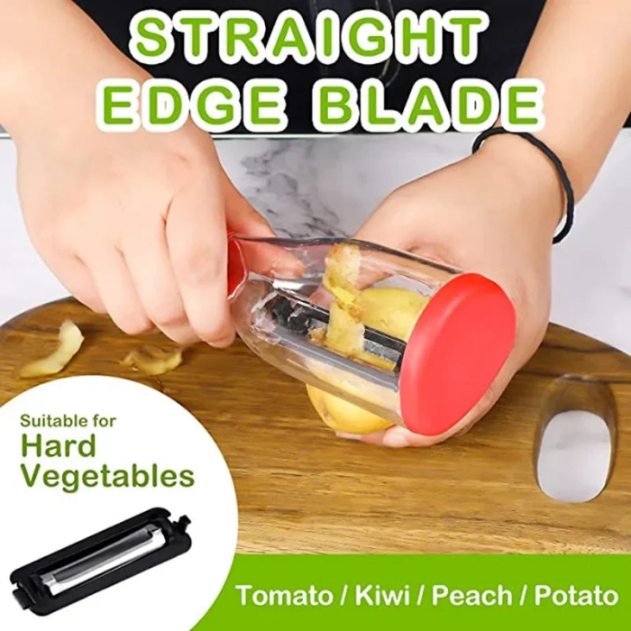 Curățător manual pentru legume și fructe cu recipient de colectare, accesoriu bucătărie, ergonomic, verde [6]