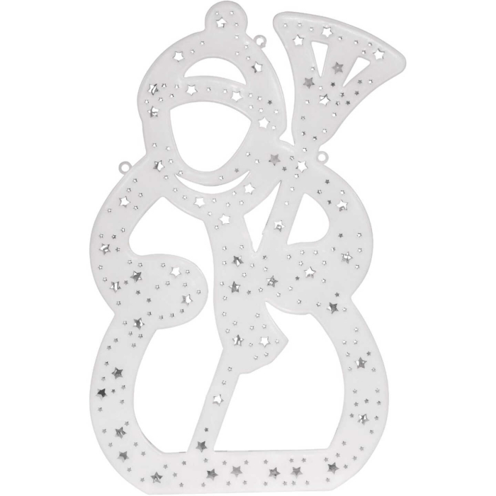 Decorațiune de Crăciun pentru Geam – Om de Zăpadă cu LED Multicolor, 45.5x25.5 cm, Alimentare la Rețea engross [1]