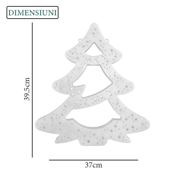 Decoratiune LED RGB de Crăciun, Brad Alb, Dublu Fata-Verso, Aplicabil pe Geam sau Mobilier engross [2]