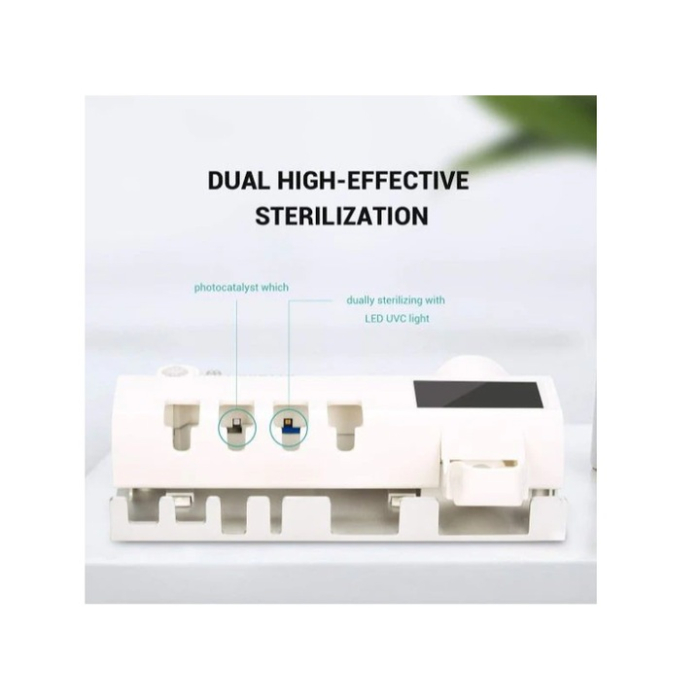 Dozator Pastă de Dinți Inteligent cu Sterilizator UV – Suport Periuțe, Ucide Germenii, Igienic, Alb [6]