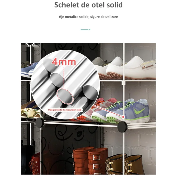 Dulap Camera Copii, Polipropilenă, Albastru + Multicolor, 3 Compartimente, 37x37x111 cm, Design Compact și Practic pentru Organizare [4]