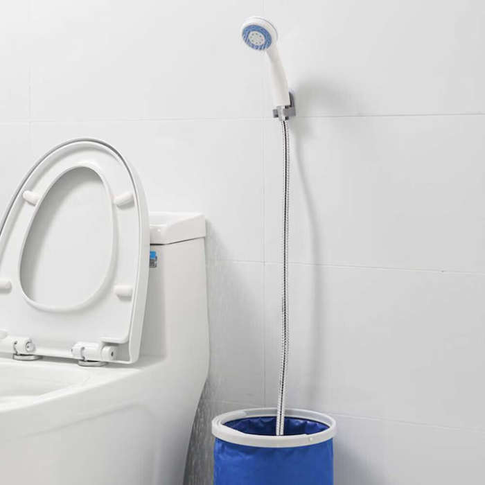 Duș portabil electric pentru camping, baterie 2200 mAh, debit 4–5 L/min, furtun 1.5 m, reîncărcare USB, ABS, alb [4]