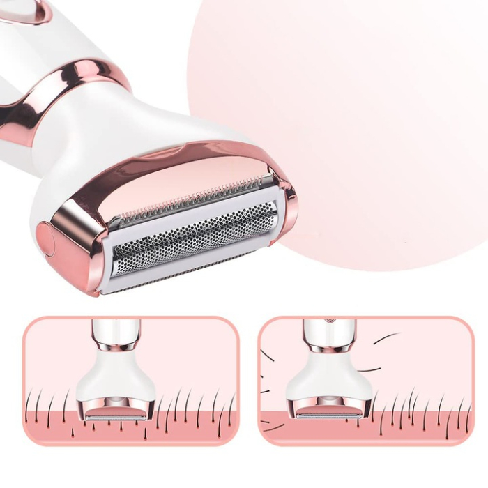 Epilator 4 în 1 multifuncțional, aparat de ras și trimmer, pentru corp, față, sprâncene și nas, reîncărcabil USB, wet & dry, alb [6]