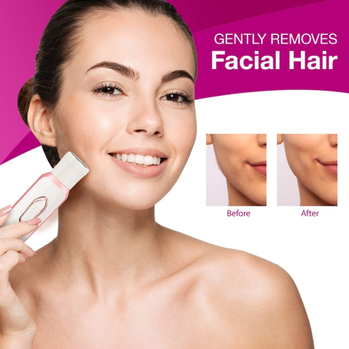 Epilator 4 în 1 multifuncțional, aparat de ras și trimmer, pentru corp, față, sprâncene și nas, reîncărcabil USB, wet & dry, alb [9]