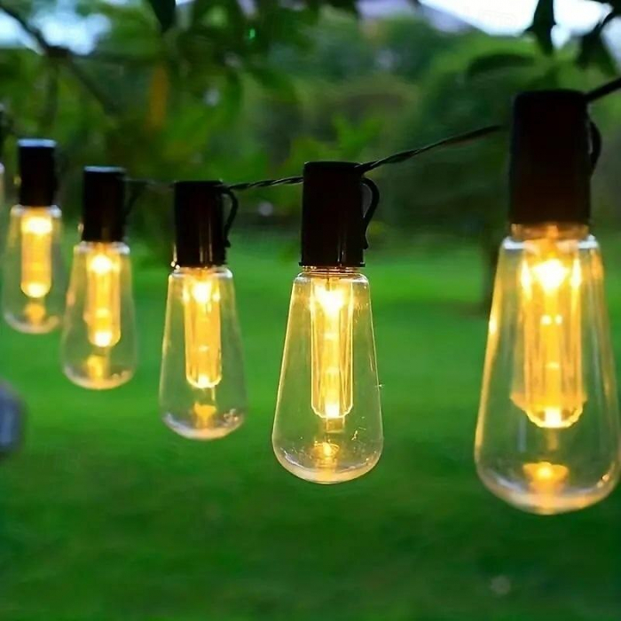 Ghirlandă LED Solară 5M cu 10 Becuri, IP44, Iluminare Caldă 3000K, Încărcare Solară & USB – Vânzare engros [5]