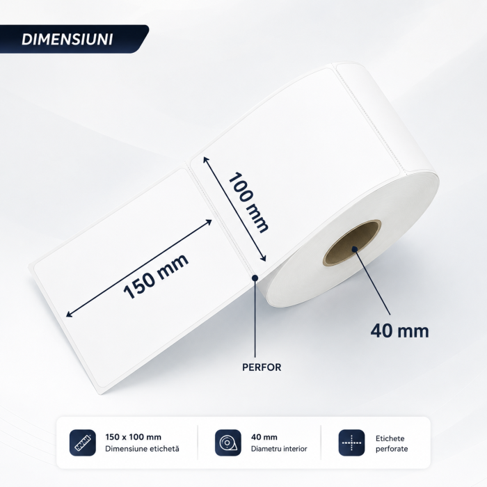 Hârtie Termică pentru Etichete 100 x 150 mm, Set 250 Etichete Autoadezive, Culoare Albă, Compatibilă cu Imprimante Termice, Ideală pentru AWB și Expediții [2]