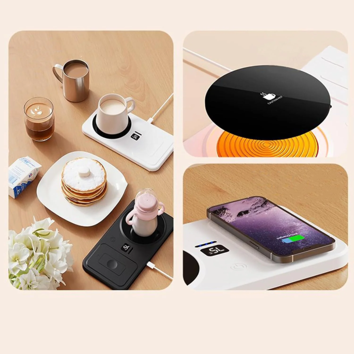 Încălzitor Electric pentru Cană cu Încărcare Wireless, Control Inteligent al Temperaturii, Suprafață Antiderapantă, Compact, Ideal pentru Birou sau Noptieră, Dimensiuni 21,9x11,5 cm [4]