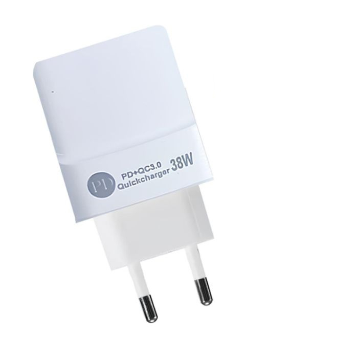 Încărcător de Rețea PD80, 38W, 2 Porturi USB – Alb | Vânzare en-gros [1]
