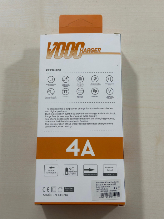 Încărcător Rețea 4A cu Cablu Lightning pentru iPhone, Fast Charge QC 3.0, Model A60 – Vânzare engros [4]