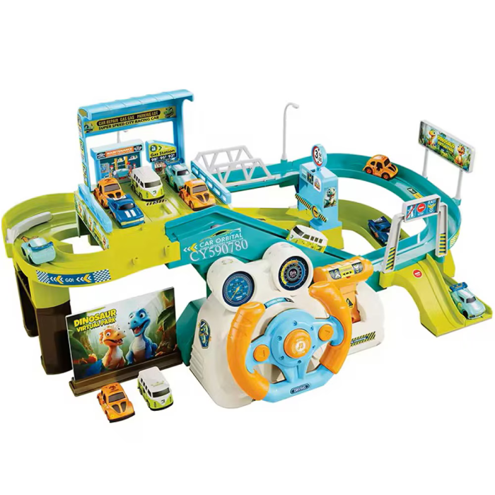 Jucărie Interactivă 2 în 1 Parcare cu Volan, Sunete și Muzică, 4 Mașinuțe Incluse, 50×32×23 cm engross [1]