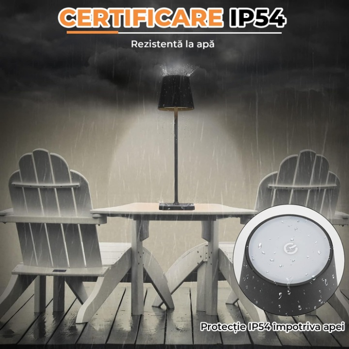 Lampă de Masă LED Touch Reîncărcabilă, 48 LED, 5W, 3 Temperaturi de Culoare, 5200 mAh, Negru, 36,5×10,5 cm engross [6]