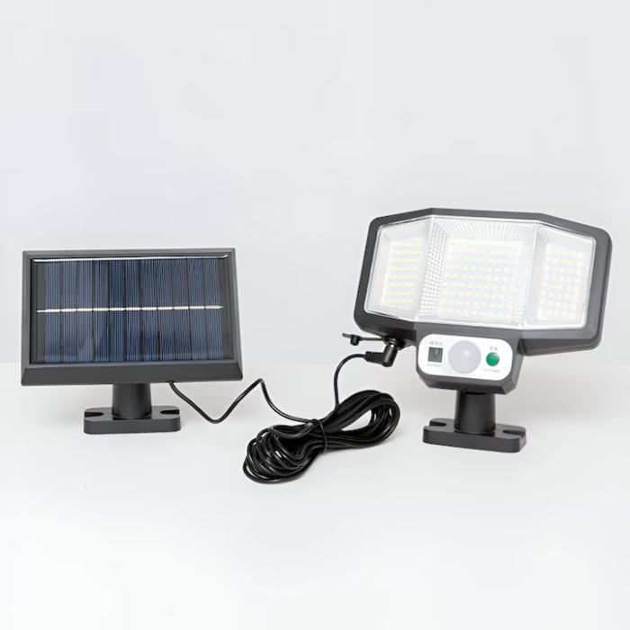 Lampă Solară cu Telecomandă 161 LED-uri, Panou Detasabil, Senzori Mișcare & Amurg, IP65, 3 Moduri Funcționare, Cablu 5m, Kit Montaj Inclus – Negru engross [2]