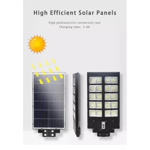 Lampă Solară Stradală / de Grădină 1000W cu Panou Solar Integrat și Telecomandă engross [8]