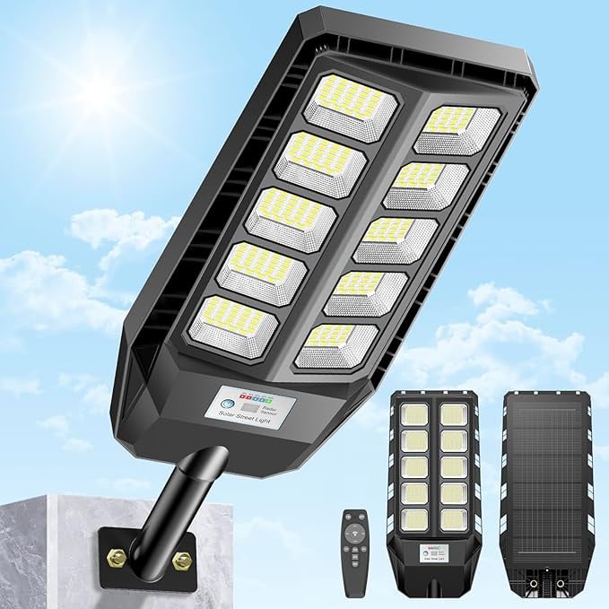Lampă Solară Stradală IP67  – Senzor Mișcare, Telecomandă, Alb Rece 6500K engross [1]