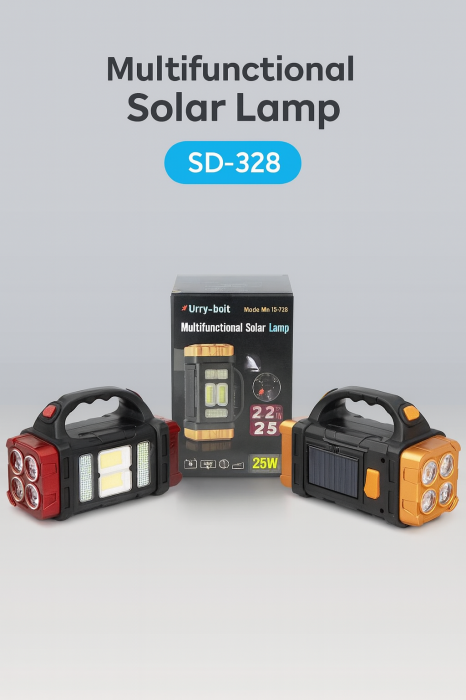 Lanternă Portabilă HB-2678, 8 LED-uri, Acumulator Reîncărcabil, Încărcare Solară și MicroUSB engross [2]