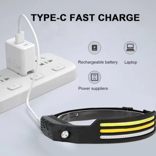 Lanternă Frontală LED T283 cu Senzor Mișcare, 8 Moduri, USB engross [8]