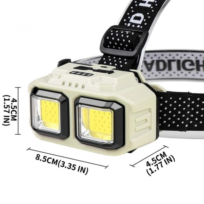 Lanternă Frontală LED Reîncărcabilă – CREE + COB, IPX Rezistentă la Apă, Acumulator 18650, USB engross [3]