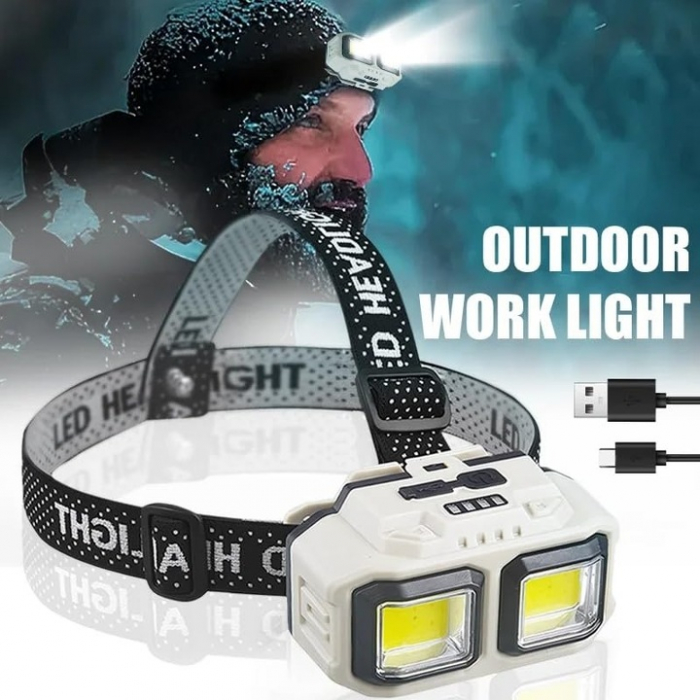 Lanternă Frontală LED Reîncărcabilă – CREE + COB, IPX Rezistentă la Apă, Acumulator 18650, USB engross [4]