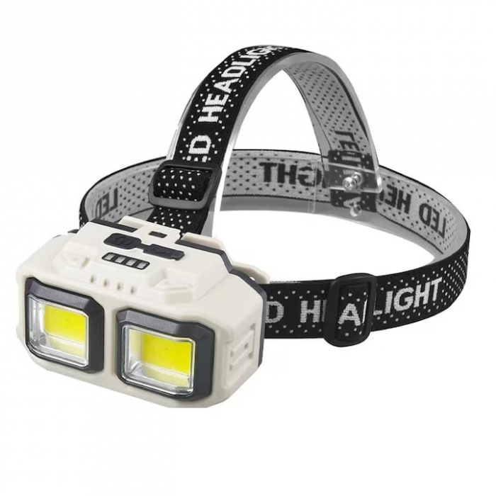 Lanternă Frontală LED Reîncărcabilă – CREE + COB, IPX Rezistentă la Apă, Acumulator 18650, USB engross [1]