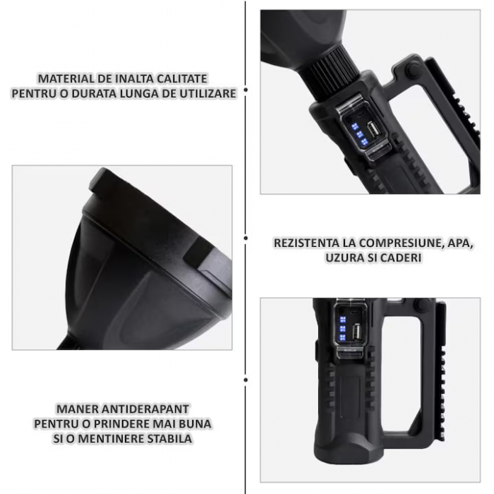 Lanterna LED portabila cu trepied, functie de Powerbank, incarcare USB, 4 moduri de iluminare, Waterproof-engross [2]
