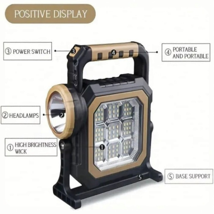 Lanternă Solară Camping S-8030-B, 1200 Lumeni, Baterie 2400 mAh, Rezistentă la Apă, Interior/Exterior engross [2]
