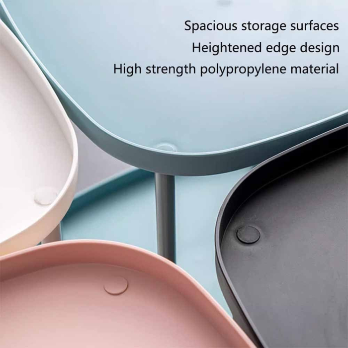 Masă Laterală cu 3 Niveluri și Roți – Masă de Cafea, Raft Deschis pentru Depozitare, Design Minimalist, Negru [4]