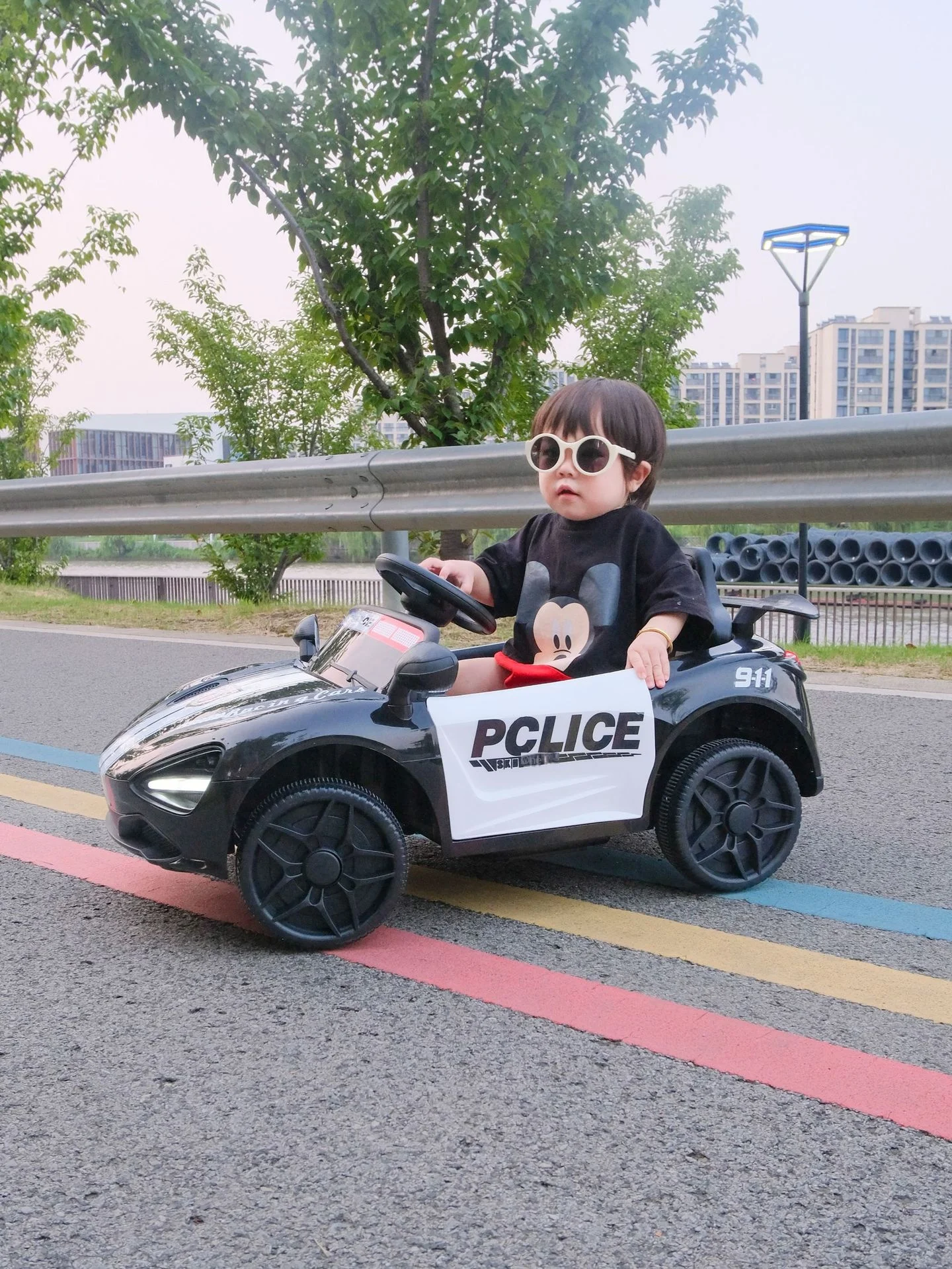 Masina electrica de politie pentru copii intre 2-5 ani, 6V, 3 viteze, 86x 56x 39 cm, telecomanda, engross [5]