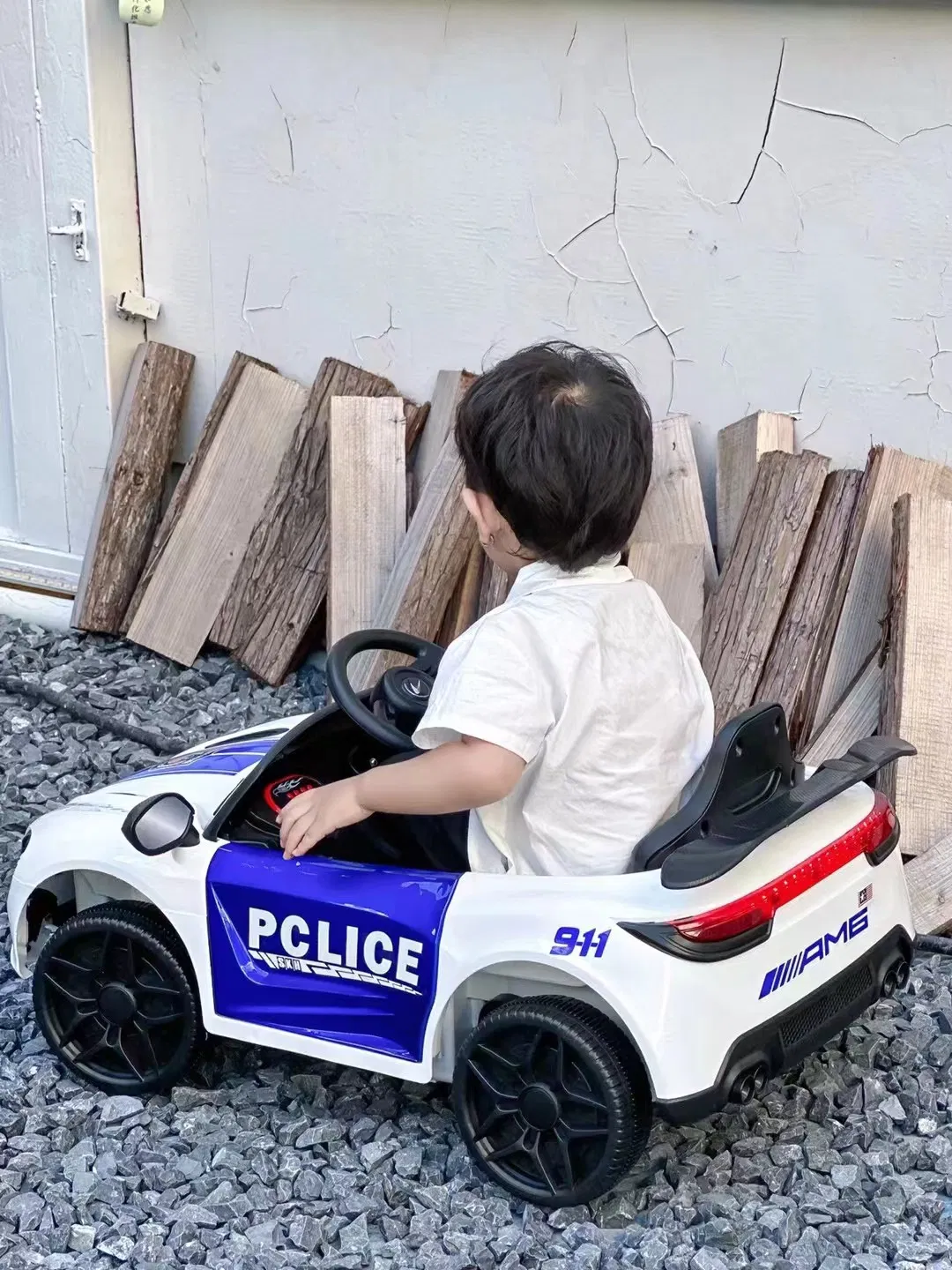 Masina electrica de politie pentru copii intre 2-5 ani, 6V, 3 viteze, 86x 56x 39 cm, telecomanda, engross [6]