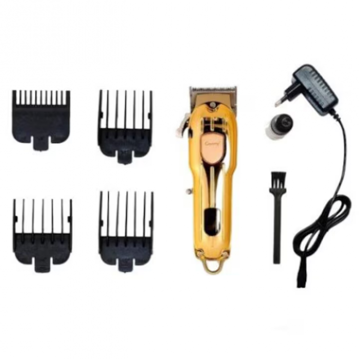 Masina tuns profesionala GM-6695, cu acumulator, carcasa metalica, cu afisaj, cu 4 piepteni, gold- engross [4]