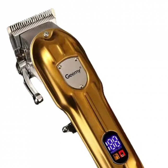Masina tuns profesionala GM-6695, cu acumulator, carcasa metalica, cu afisaj, cu 4 piepteni, gold- engross [5]